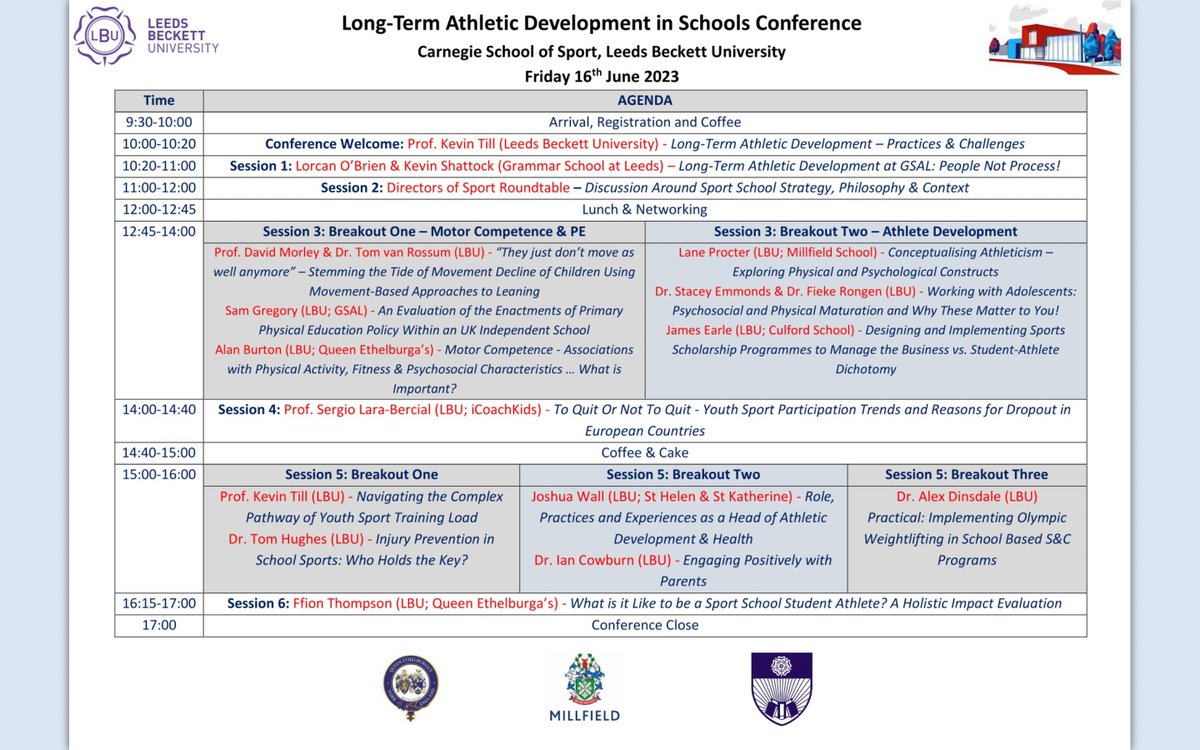 We are pleased to release the program/schedule for the LTAD in Schools Conference on the 16th June!

We are fortunate enough to bring together leading researchers, teachers, coaches, practitioners and DOS to discuss LTAD within schools.

Don't miss out 👉 eventbrite.co.uk/e/long-term-at…