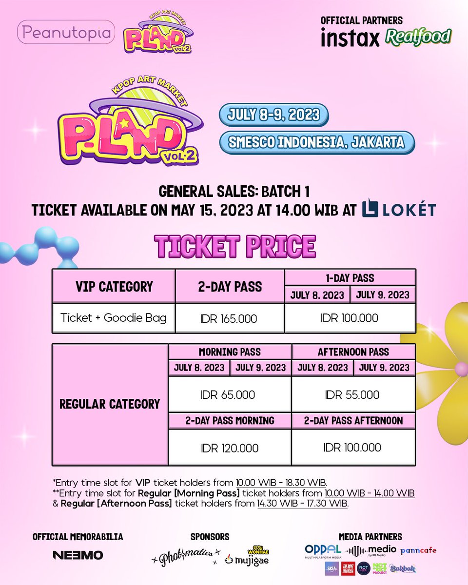 Ticket General Sales Batch 1 will be one sale May 15, 2023 at 14.00 WIB only at LOKET (link in bio)!

There will be a lot more tickets this time, we promise🫶

#PLAND #PLANDVol2
