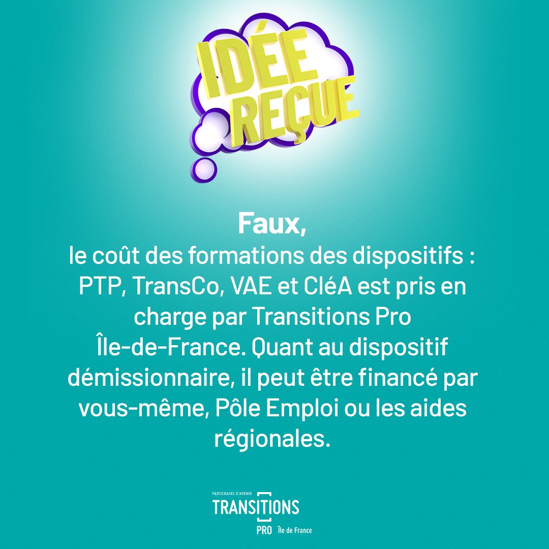TPro_IDF's tweet image. [#IDÉEREÇUE]
Une reconversion professionnelle, ça coûte cher.

FAUX❗
Swipez à droite pour en savoir plus !

#transitionspro #PTP #reconversionprofessionnelle  #formationprofessionnelle #mobilitésprofessionnelles #métier #emploi #financement #reconvertir #IDF #salariés #paris