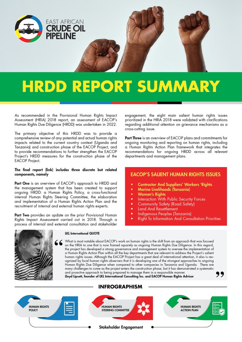 The HUMAN RIGHTS DUE DILIGENCE REPORT (HRDD) is now available!

DETAILED REPORT 👉zurl.co/xIPQ 

#HRDD #EACOP @UNOC_UG @TotalEnergiesUG @TPDCTZ @CNOOCUgandaLtd @MEMD_Uganda @PAU_Uganda @TotalEnergies