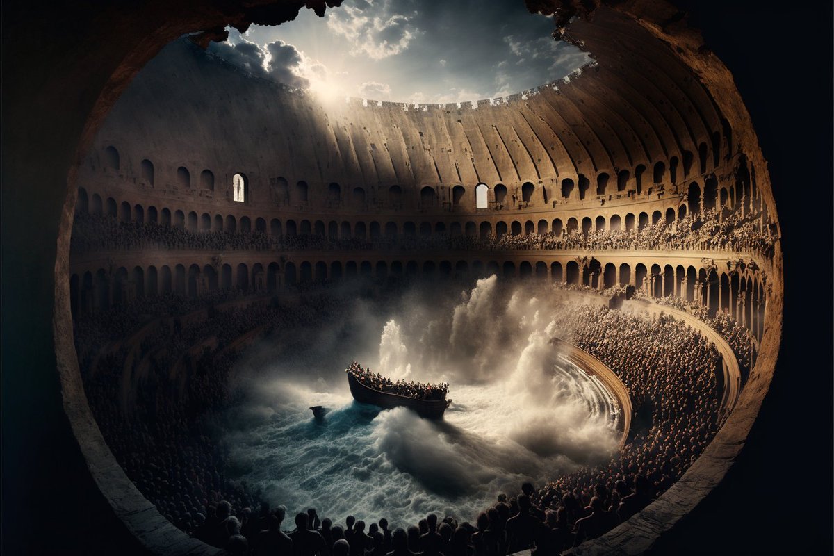 History____Geek's tweet image. 🏺💦 The ancient Greeks and Romans held mock naval battles in water-filled amphitheaters called &quot;naumachiae.&quot; 
These spectacles were popular for entertainment and politics and symbolized military power and glory. 

#AncientHistory #NavalBattles #Amphitheaters #FunFact