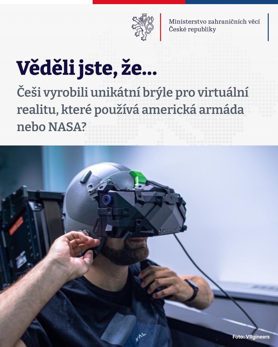 Češi z IT firmy <a href="/Vrgineers/">Vrgineers</a> sklízí celosvětový úspěch díky brýlím pro virtuální realitu XTAL. Ty využívá <a href="/NASA/">NASA</a>, ale i automobilky a výzkumníci.

👉🏻 Firma vyrábí i další špičková zařízení, jako letecké simulátory. #VedeckaDiplomacie pomáhá propagovat 🇨🇿 inovativní technologie.