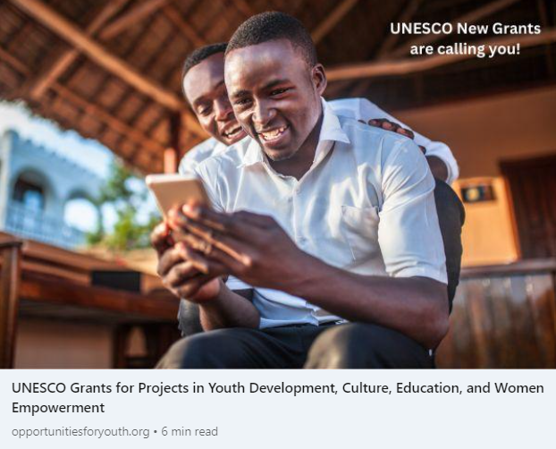 🚨Calling all orgs focused on youth dev, women empowerment, education, and culture! UNESCO is giving out grants for projects in these areas! Apply now and make a positive global impact! Click the link in our bio for more info! #UNESCO #Grants #GlobalImpact #YouthDev #culture