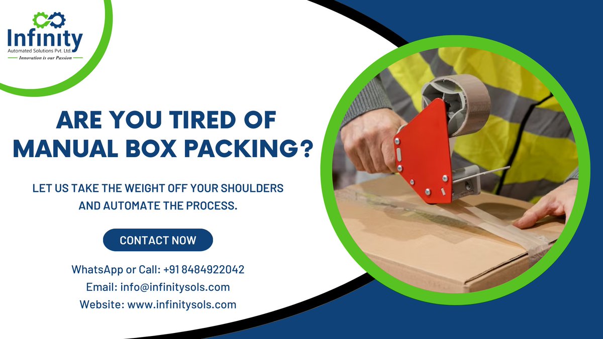 infinitysols1's tweet image. Are you tired of manual box packing?
 
Contact Now: infinitysols.com/contact/
 
#casepacking #casepacker #box #boxpackaging #packaging #packagingsolutions #packagingindustry #packagingmachinery #case #boxing #food #foodandbeverage #pharma #pharmaceutical #cosmetics #tea #spices