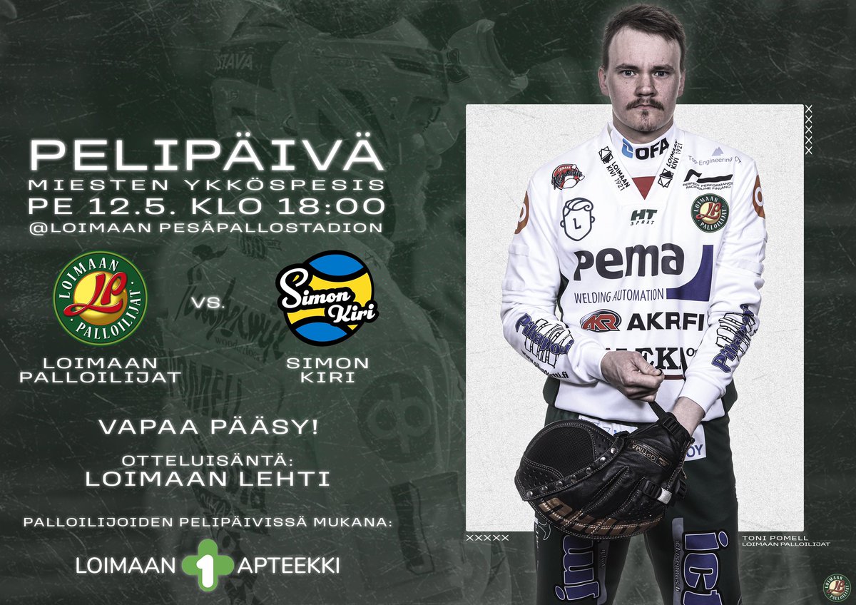 PELIPÄIVÄ 🤍
▫️ Ilmainen sisäänpääsy
▫️ 200:lle ensimmäiselle LP:n sekä Loimaan Lehden tarjoamana makkara, pulla tai jäätelö
▫️ Lasten teltassa glittertatuointeja
▫️ Hurrikaani-Loimaa julkistaa kuusi tuoretta pelaajasopimusta
▫️ Bar Edgar pesisbaari palvelee
#pesis #ykköspesis