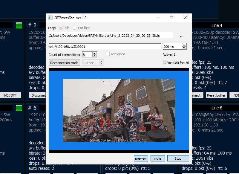 GaraninApps's tweet photo. New release of SRTStressTool 1.2. Added support for audio tracks. It allows you to easily simulate multiple SRT streams and is used for load testing and performance evaluation of your SRT-decoder (not only SRTMiniServer).
https://t.co/Ov14rtYoP5
#SRT #SRTAlliance #SRTMiniServer https://t.co/nFdcWYF5Vu