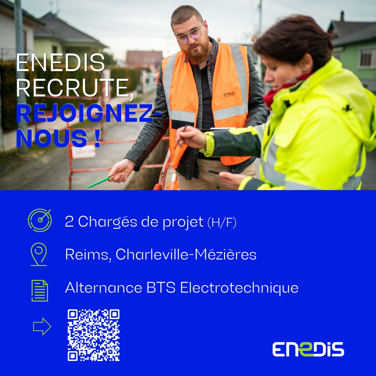 ➡La #TeamFranceÉlectrique d'<a href="/enedis/">Enedis</a> #recrute 1️⃣3️⃣0️⃣0️⃣ alternants en 2023
 
👷🏻‍♀️👷 Dans la <a href="/VilledeReims/">Ville de Reims</a> et de <a href="/VilledeCMz/">Ville de Charleville-Mézières</a>, 2️⃣ #alternances de chargé de projet ⚡ n'attendent plus que vous ! 

Venez relever des défis aux côtés d'une équipe dynamique ➡ enedis.fr/offres-demploi