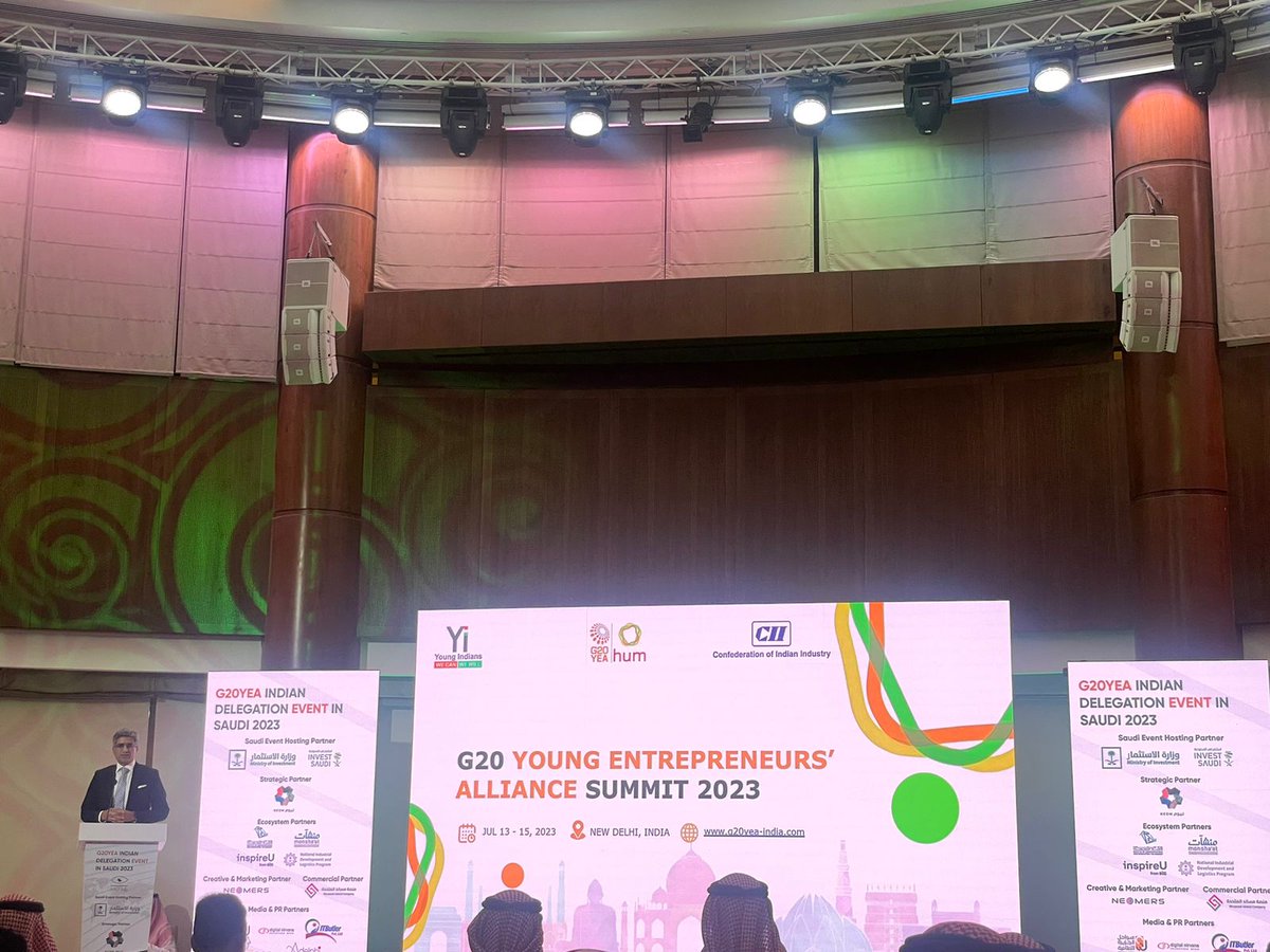 IndianEmbRiyadh's tweet photo. Embassy Commercial Officer Ms. Ritu Yadav attended the networking event hosted by @evision_sa for the 🇮🇳 G20YEA delegation led by @Yitweets. The event had participation from HRH @Fbinmansour President, 🇸🇦  G20YEA &amp; prominent 🇸🇦 institutions such as MISA, Aramco &amp; MCIT. 
@g20org https://t.co/3wQYjxlERL