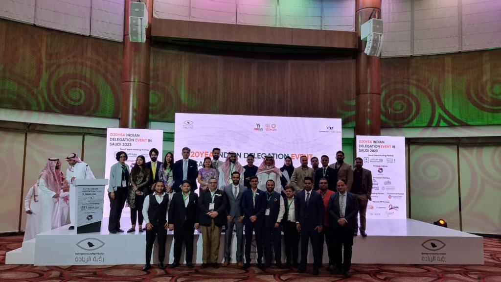 IndianEmbRiyadh's tweet photo. Embassy Commercial Officer Ms. Ritu Yadav attended the networking event hosted by @evision_sa for the 🇮🇳 G20YEA delegation led by @Yitweets. The event had participation from HRH @Fbinmansour President, 🇸🇦  G20YEA &amp; prominent 🇸🇦 institutions such as MISA, Aramco &amp; MCIT. 
@g20org https://t.co/3wQYjxlERL