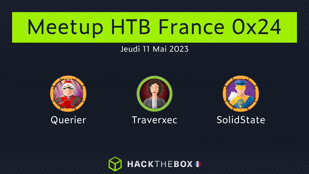 _Euzebius's tweet photo. Hier 36ème meetup @hackthebox_eu 🇫🇷 
Une super soirée qui a réuni ~60 participants. 
Querier, Traverxec et Solidstate présentées pendant la soirée.  Prochain dans 15 j. Pour en apprendre plus sur l'initiative : https://t.co/UiiF4HjbDF #HTB #pwn2learn #HTBFR https://t.co/3Fzqrgljsl