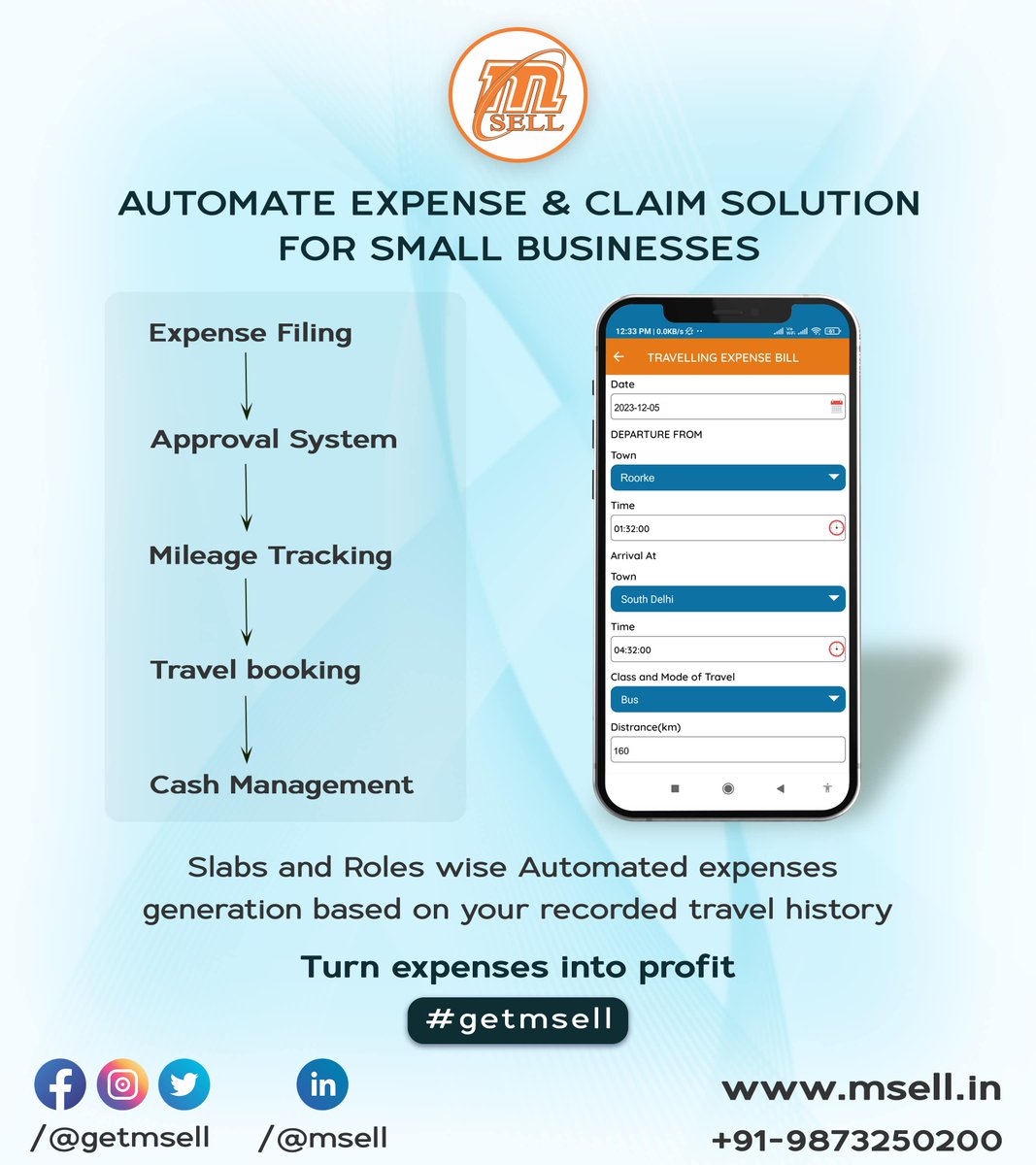 A Unified Expense and Claim Solution from mSELL. Digitize your Expense and Claim management with mSELL.

Contact us directly @ +91-9873250200.
#expensemanagement #hrms #salesforceautomation #saas #salesforceindia #india #msmes #msmeindia #fmcgindustry #beverageindustry #fmcg #cpg
