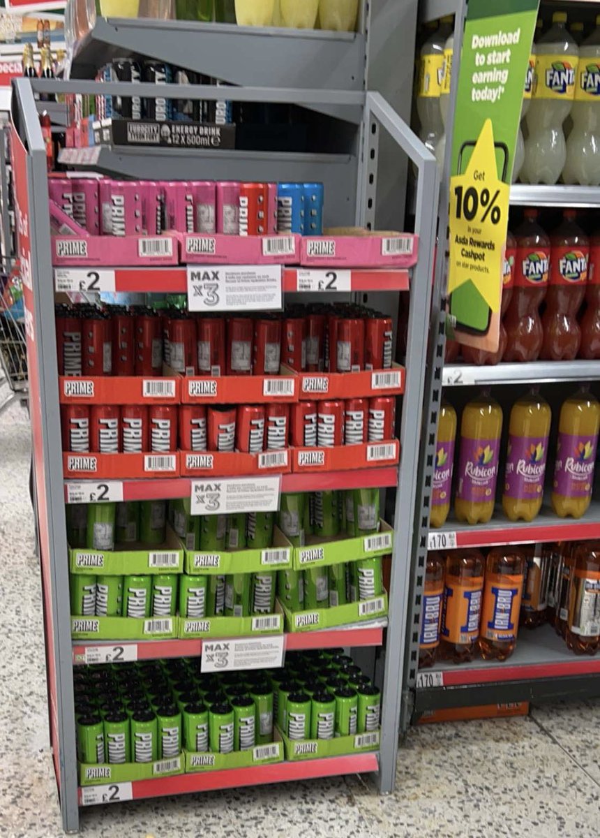 MikeW1295's tweet photo. Finally the shelves are full of @PrimeHydrate. @prime_tracker @KSI @LoganPaul https://t.co/8TO2JNgjzI
