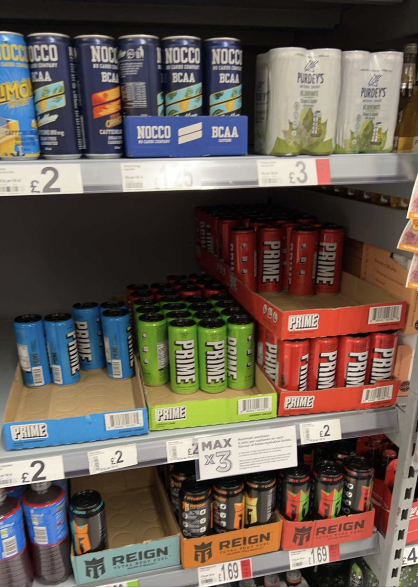 MikeW1295's tweet photo. Finally the shelves are full of @PrimeHydrate. @prime_tracker @KSI @LoganPaul https://t.co/8TO2JNgjzI