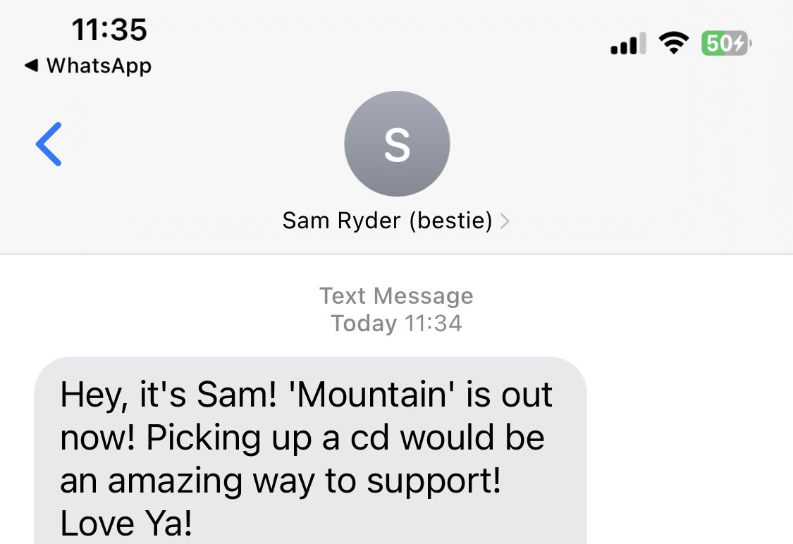 Love it when Sam Ryder drops me a WhatsApp. Mountain is my nickname and he likes to reaffirm my coming out. He also knows I like to ‘lift’ 🥰