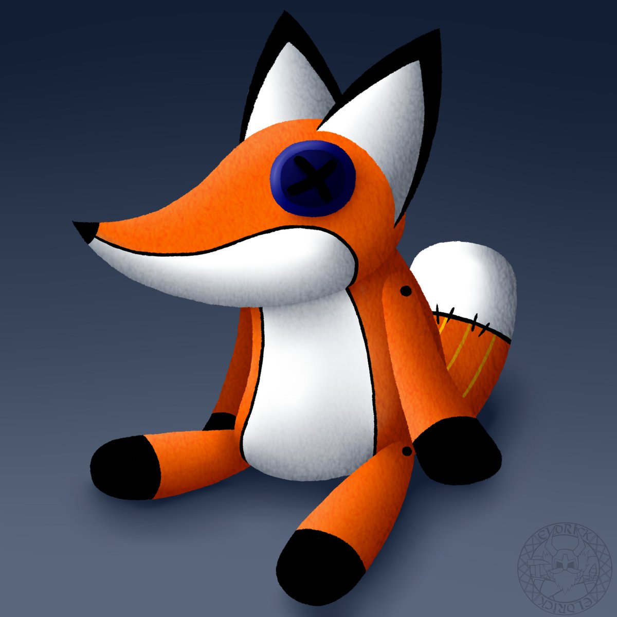 EldricksForge's tweet image. a drawing I did for @Airishayn1 of their fox plushy used them as a test subject to test out how to do textures and I think it was a successful test there the best test subject I know lol