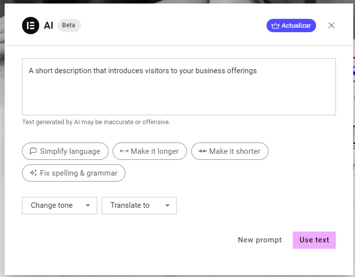 Desde que <a href="/elemntor/">Elementor</a> sacó hace nada su funcionalidad de escribir con IA la vida es más sencilla. ¡Adiós lorem! ¡Hola textos adaptados!

¿Lo has probado? En <a href="/seoforce_agency/">SeoForce Agency</a> lo estamos trasteando desde hace días y es una maravilla.