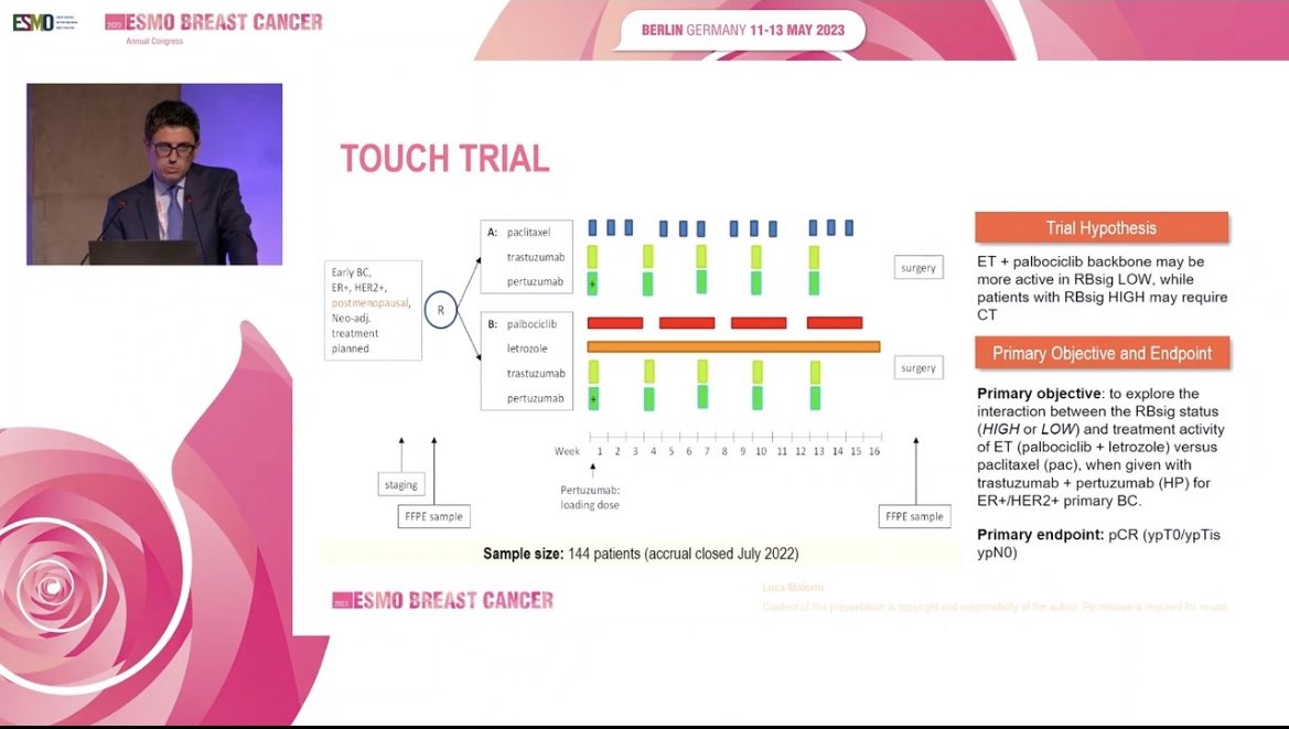 LMalorni's tweet photo. @OncologiaPrato It was a good time to reinforce that HR+/HER2+ breast cancer needs a tailored approach ➡️ TOUCH trial results awaited in this setting @laura_biga @etop_ibcsg @BCRFcure https://t.co/9IBkGSzu9s
