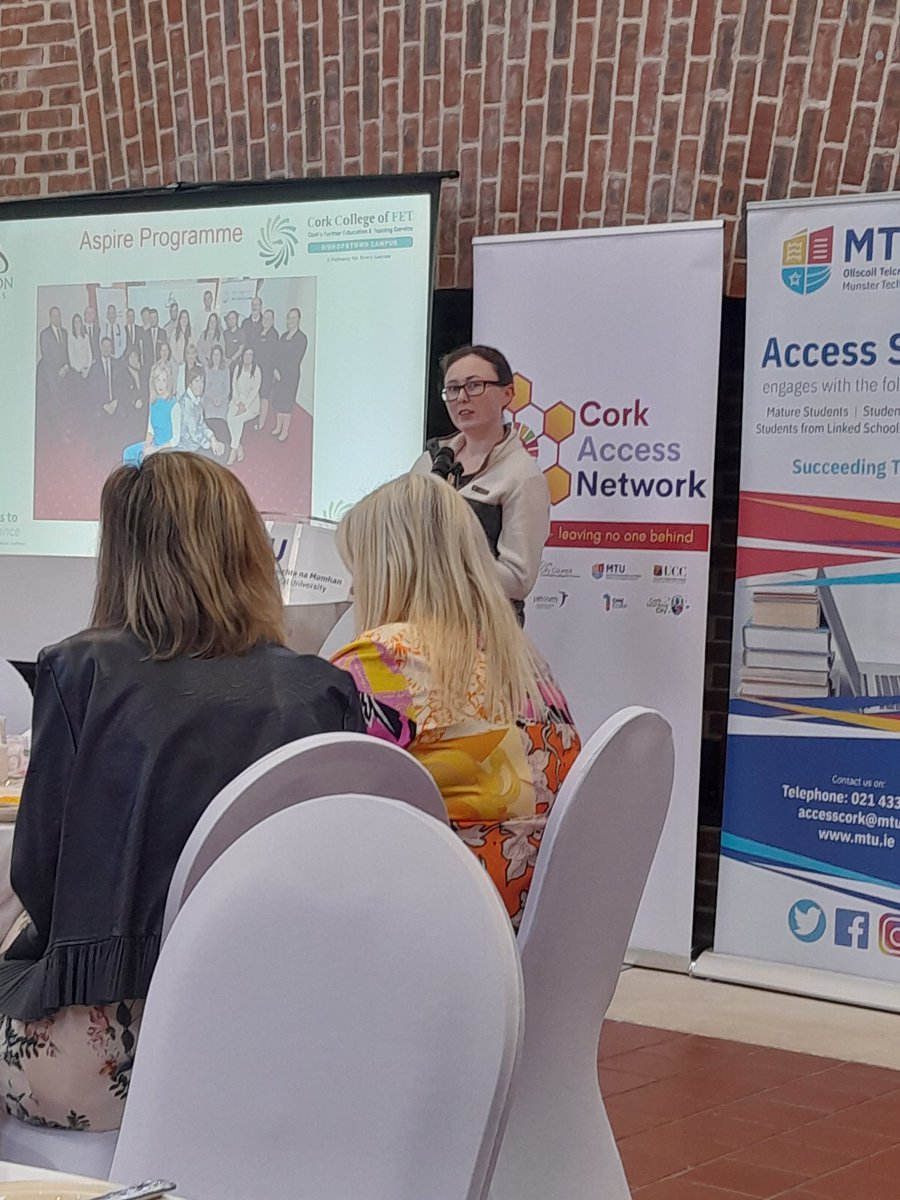 Catherine Halpin, learner on our Aspire programme with @TrigonHotels speaking at @AccessCork this morning #fetisforeveryone #thisisfet #skillstoadvance