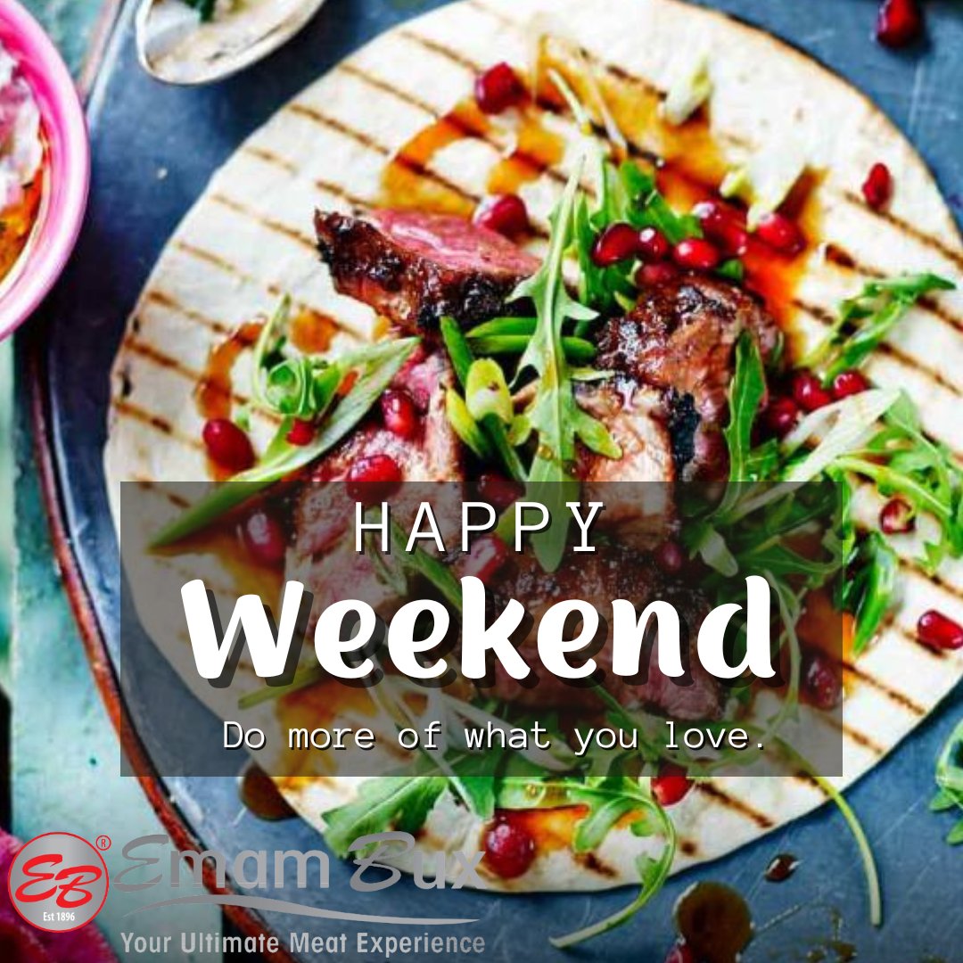 Happy Weekend! Do more of what you love. Have a great weekend ❤️

#EmamBux #EmamBuxWeeklySpecials #durban #shopnow #food #butchery #deli #bakery #fruitandveg #foodie #digitalmarketing #foodspecials #sintasticdesignz #motivate #staypositive #hellofriday #friday #livetoday