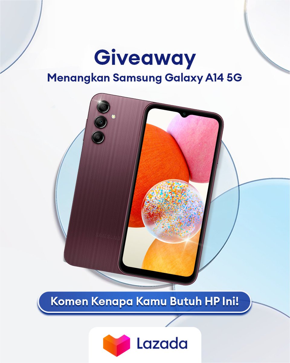 ✨GIVEAWAY ALERT✨

MAU SAMSUNG GALAXY A14 5G GRATIS?

1. Follow <a href="/LazadaID/">Lazada</a>
2. RT, Like, Komen Kenapa Kamu Butuh HP Ini + Hashtag #LazadaGiveaway dengan alasan harus menang sebanyak-banyaknya
3. Tag 3 teman kamu ya🥰

Pengumuman 19 Mei

#TambahKeHidupmu #LazadaID