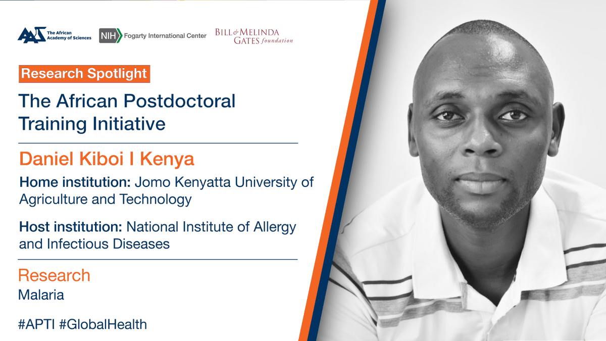 African Academy of Sciences (@aasciences) on Twitter photo Research Spotlight💡
Daniel Kiboi, #APTI Fellow & #MolecularBiologist from #Kenya is studying dormant malaria parasites to inform on better treatment for #malaria
Learn more👉bit.ly/3nOn5e7
#AASciences #GlobalHealth
<a href="/Fogarty_NIH/">Fogarty at NIH</a>
<a href="/gateshealth/">Gates Health</a>
@NIAIDTraining
<a href="/DiscoverJKUAT/">Discover JKUAT</a> Research Spotlight💡
Daniel Kiboi, #APTI Fellow & #MolecularBiologist from #Kenya is studying dormant malaria parasites to inform on better treatment for #malaria
Learn more👉bit.ly/3nOn5e7
#AASciences #GlobalHealth
<a href="/Fogarty_NIH/">Fogarty at NIH</a>
<a href="/gateshealth/">Gates Health</a>
@NIAIDTraining
<a href="/DiscoverJKUAT/">Discover JKUAT</a>
