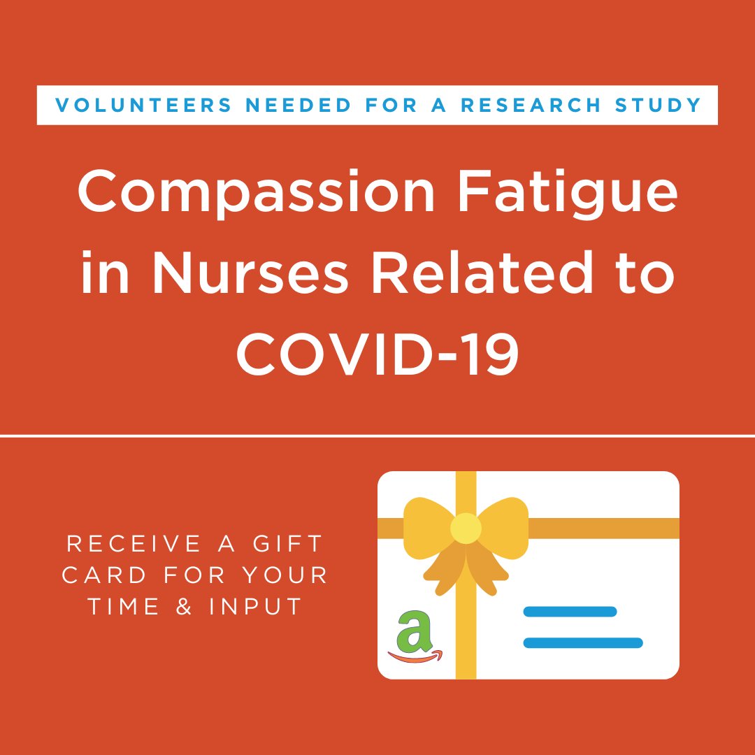 newyork_ana's tweet photo. 📢 Volunteers Needed for a Research Study — Compassion Fatigue in Nurses Related to COVID-19 📢

By giving your valuable time and input on the above topic, you will receive a $20 Amazon gift card in return. 

Learn more here: https://t.co/pkqKcPhAil

#NYnurses https://t.co/lj1k85fJ0t