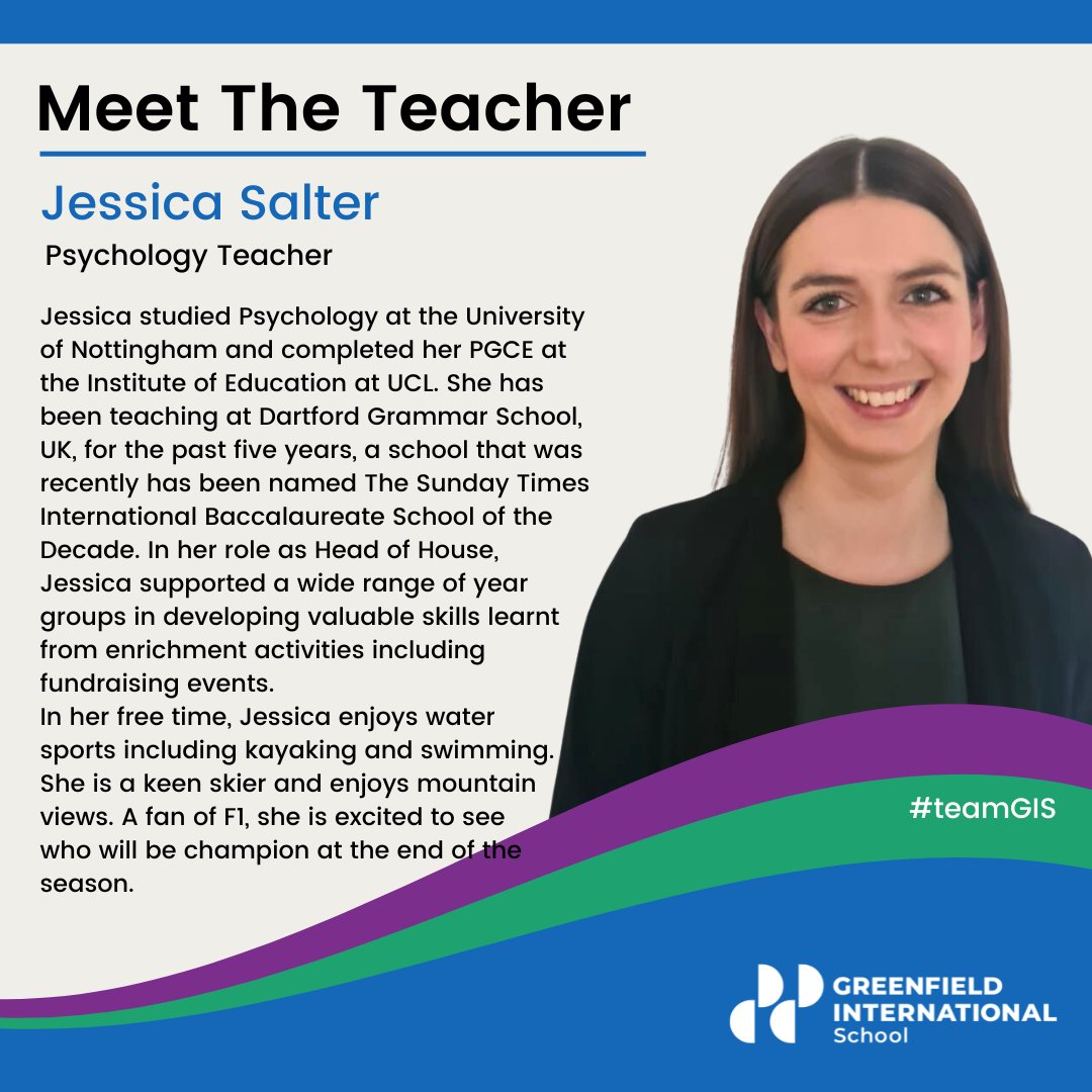 GreenfieldIntS's tweet photo. Welcome to #teamGIS, Ms Jessica Salter, who will join our I & S department in August 2023.
#behappybeGIS #ProudlyTaaleem #InspiringYoungMinds #AllForTheLoveOfLearning #ChallengingEveryMind
@Taaleem https://t.co/AyFo8F5U6J