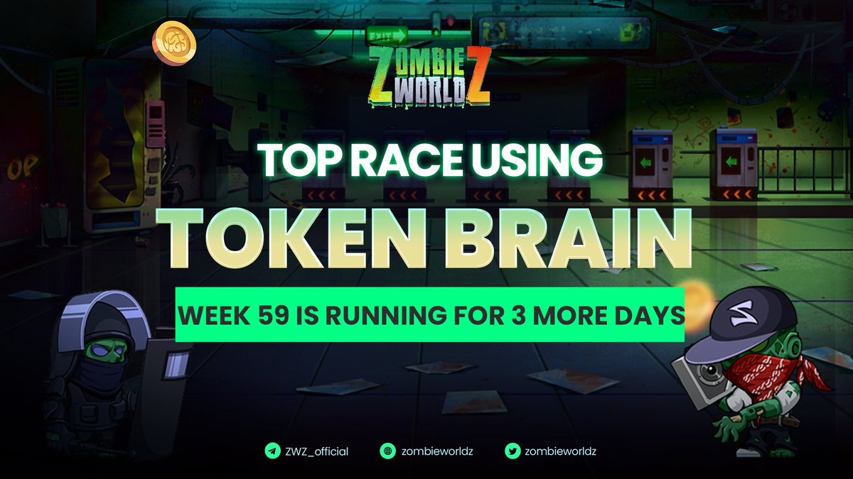 🧟‍♂️ 3 DAYS LEFT UNTIL TOP USING BRAIN WEEK 59 END 🧟‍♂️

Heroes, time is coming to an end! Only a few days left to join the Top Race Event of ZwZ.

Speed up and great rewards will belong to you!

👉 Detail: t.me/zombieworldz/9…

#ZombieWorldZ #ZWZ
