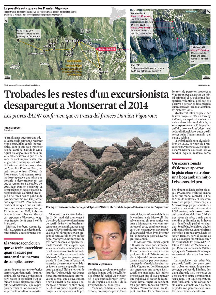 PNMontserrat's tweet photo. L'Institut de Medicina Legal i Ciències Forenses de Catalunya de @justiciacat identifica les restes trobades de l’excursionista desaparegut a Montserrat el 2014. https://t.co/5s1R4jDUF8