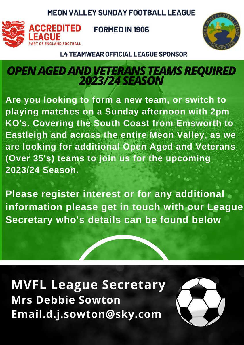 More teams needed for our League for the 2023/24 Season please