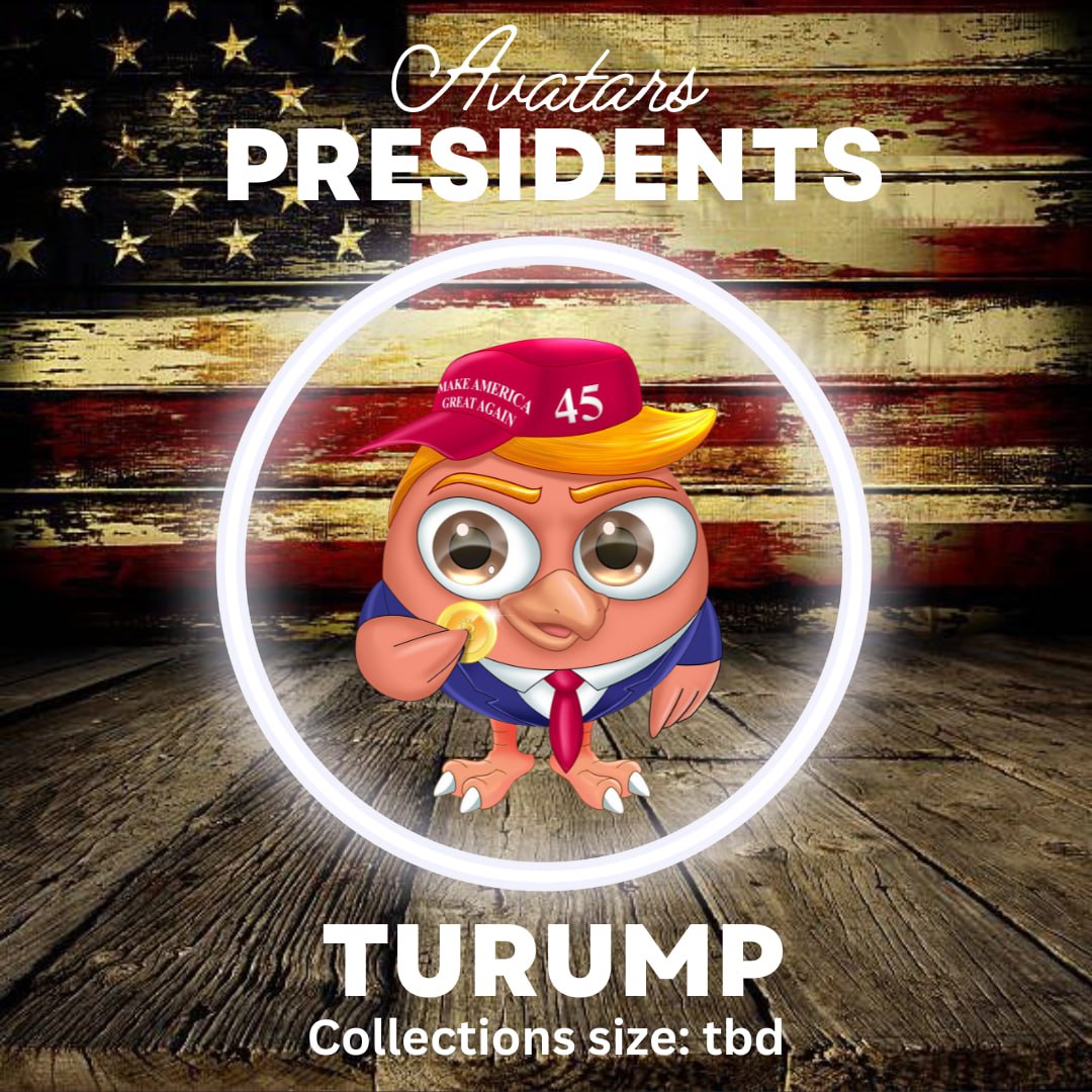 Dear #TuruVerse and #BabyTuru fans, Today we will be minting the next BabyTuru Single Mint on @Kraftlynft for a new auction 👀 President Turump 😁 from the newly created Presidents Collection. Presidents Collection will be a collection hosting global Presidents 🤝 #BBT 🤌💎