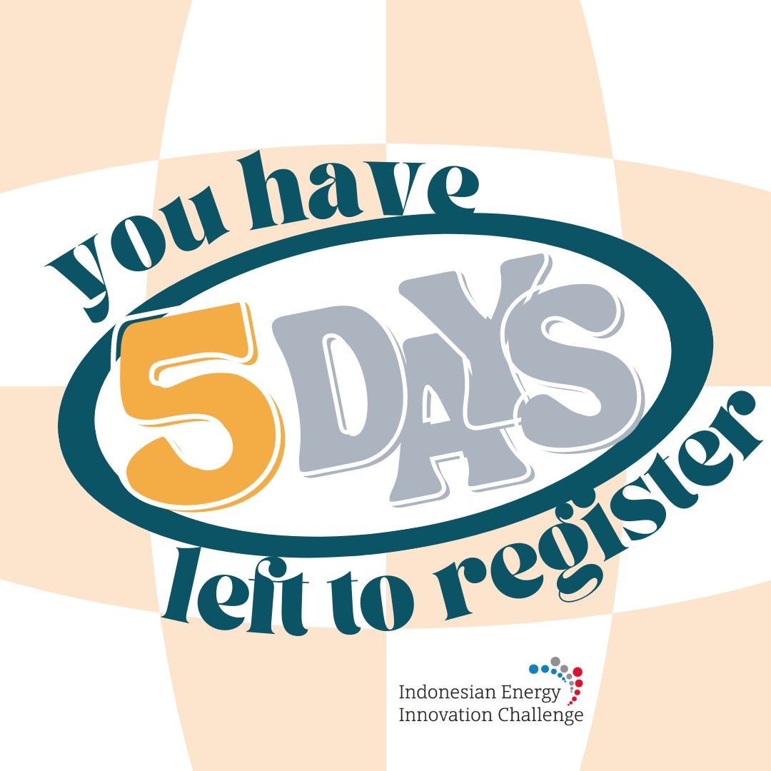 Counting down days to close registration of Indonesian Energy Innovation Challenge 2023! But... doesn't mean you do not have time! Because you have plenty

#lombastartup #lombamahasiswa #renewablenergy #ebt #inovasi #innovation #sustainability #sustainabledevelopment #sustainable