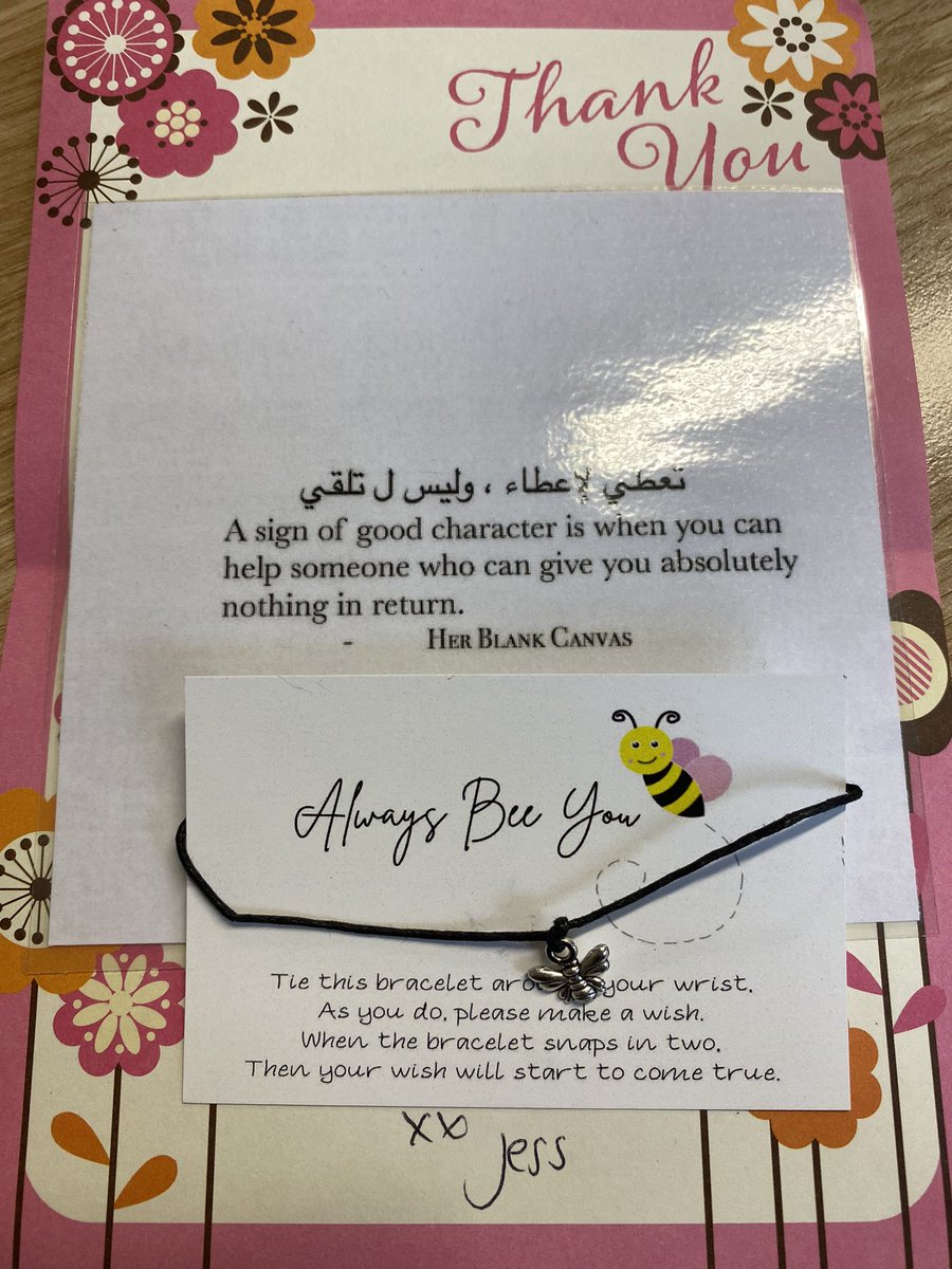 bthftSPaRCTeam's tweet photo. When you come into the office to this! What a beautiful gesture @Jessiex01409 and even more so that you put so much thought into the Arabic meaning. Absolutely love it thank you so much 🙌🙏@BTHFT #embeddingkindness #inclusion @MArshad_19 https://t.co/Ly0uPg1056