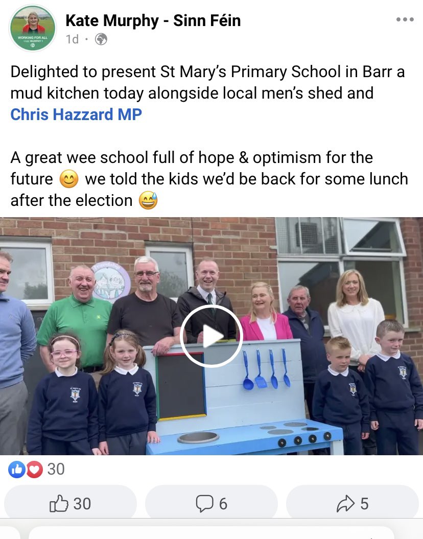 CrotlieveSF's tweet photo. Busy 🐝 Crotlieve SF candidate #KateMurphy out canvassing in Beech Hill, Drumgath with @EnnisSinead @ChrisHazzardSF & helping deliver a ‘Mud Kitchen’ to St Mary’s PS, Barr - Busy, busy, busy!🐝 #WorkingForAll @KateMur08627057 https://t.co/ilxLN2q4Aa