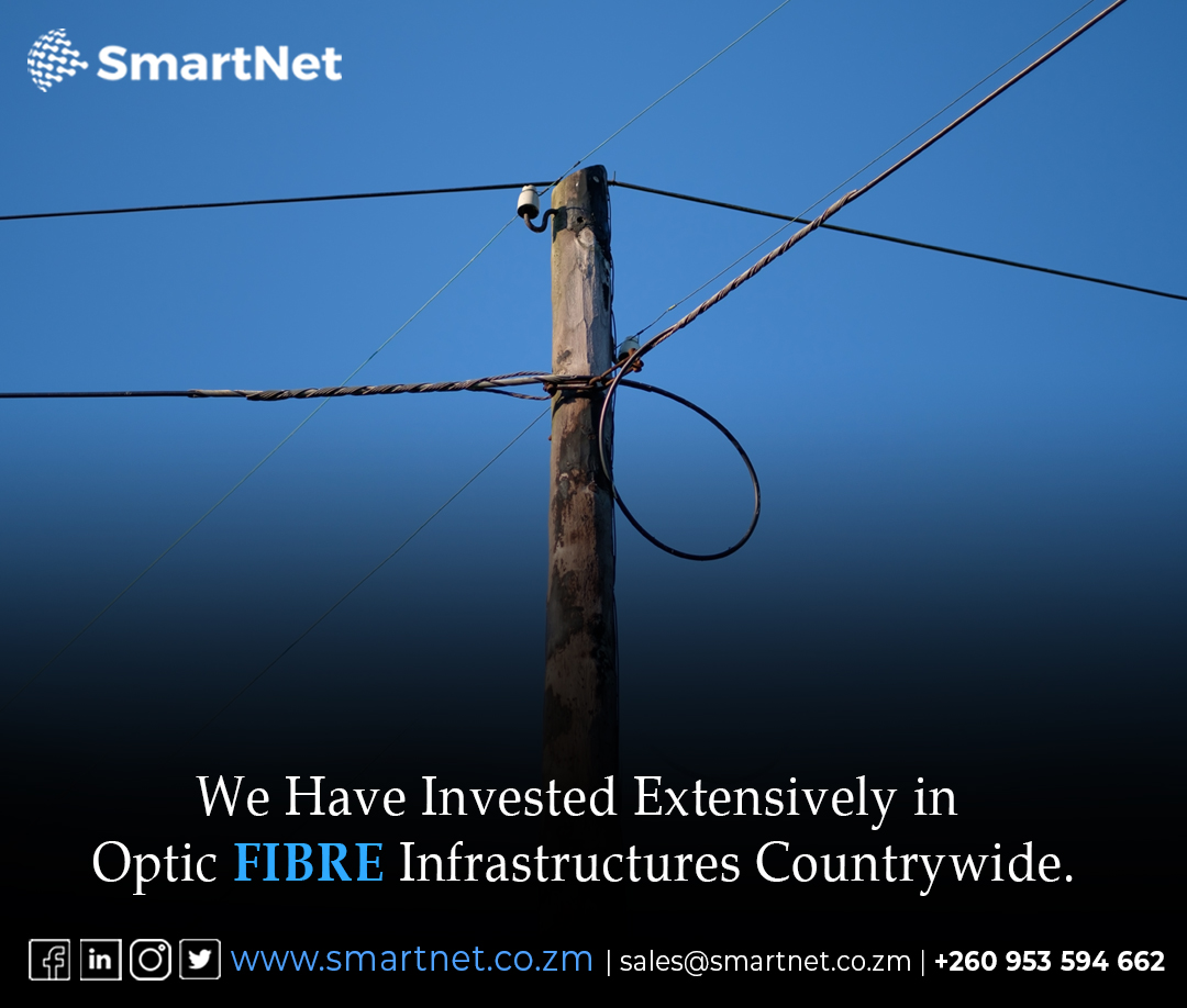 SmartnetNetwork's tweet image. With our extensive investment in optic fibre infrastructure countrywide, Smartnet’s existing network allows you to make the optic digital transformation which provides you the ability to transmit large amounts of data at high speeds over long distances. 
Call us on +260968025262.