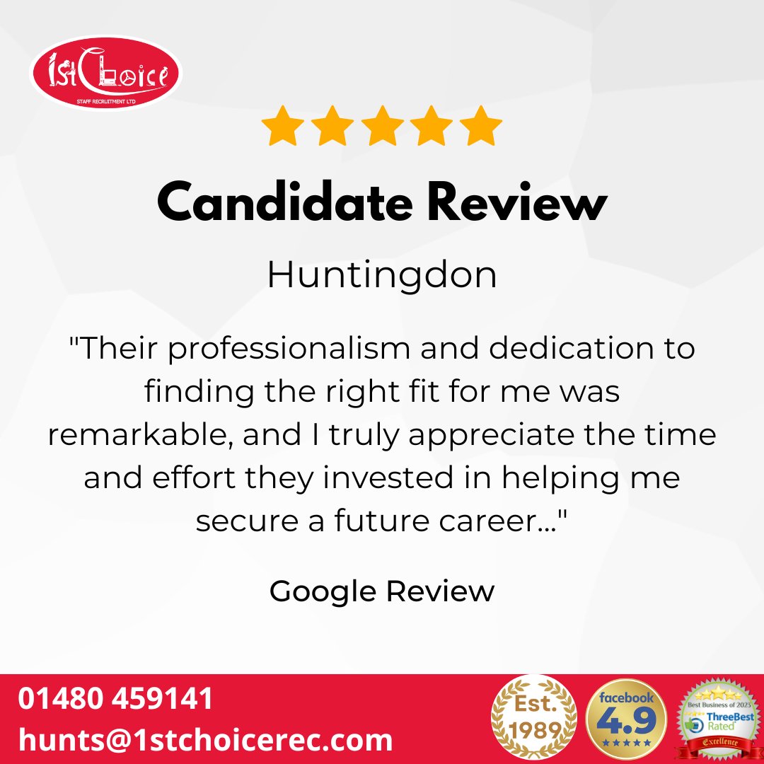 1stChoiceRec's tweet photo. Fantastic review for Jessica Peters and Lizzie Maclaine-Donaghy in our Huntingdon branch 😊

Read the full review here: https://t.co/tT86dHZhHl

#happycandidate #candidatereview #recruitment https://t.co/cWIGPcV8rP