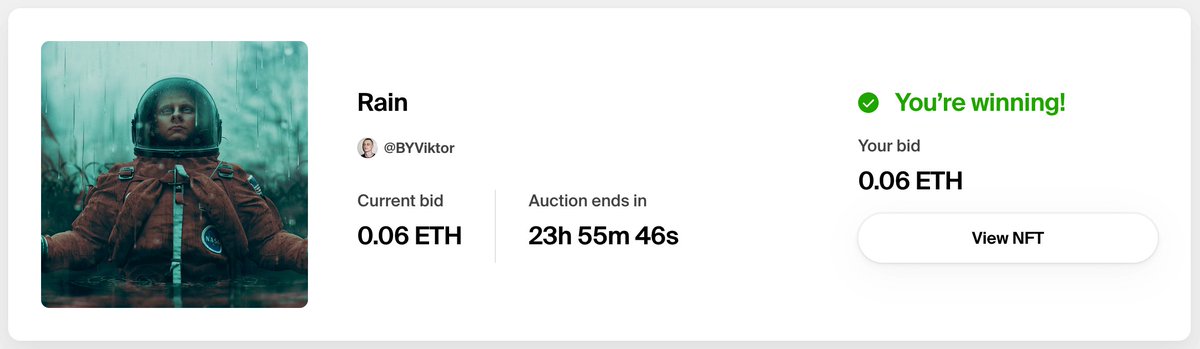 23h left for the auction to end. We will buy another art tomorrow from one of our followers.    

✅ Drop your art   
✅  Follow us
✅ Like and RT

#NFTs #NFT #NFTCommunity #NFTCollection