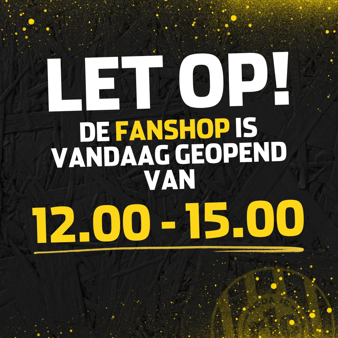 𝗟𝗘𝗧 𝗢𝗣!

De fanshop heeft vandaag 𝗮𝗮𝗻𝗴𝗲𝗽𝗮𝘀𝘁𝗲 𝗼𝗽𝗲𝗻𝗶𝗻𝗴𝘀𝘁𝗶𝗷𝗱𝗲𝗻. 

❌ 12.00 - 17.00 uur
✅ 12.00 - 15.00 uur

#rodajc #fanshop
