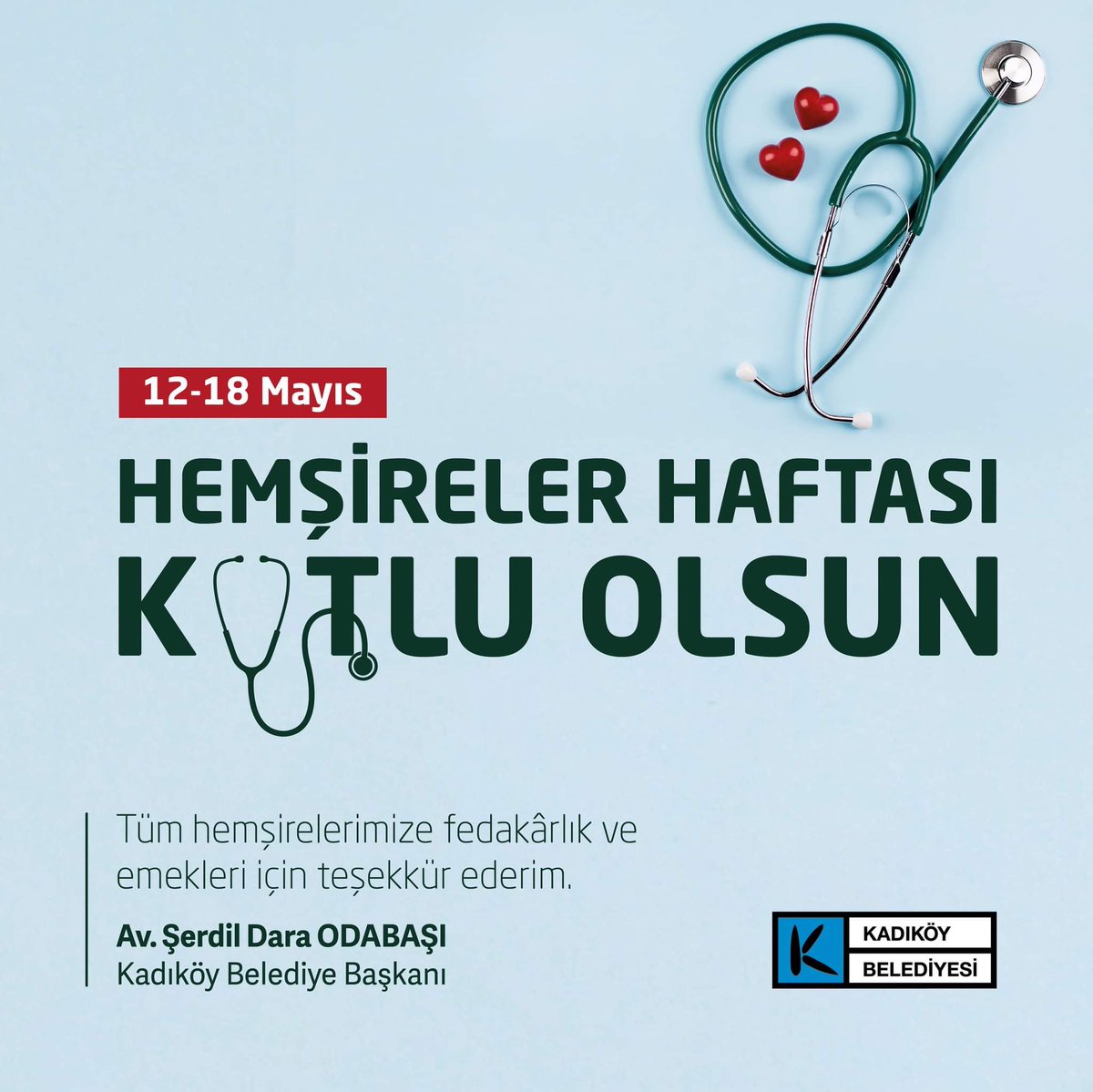 Tüm hemşirelerimize fedakarlık ve emekleri için teşekkür ederim.

12-18 Mayıs #HemşirelerHaftası kutlu olsun.