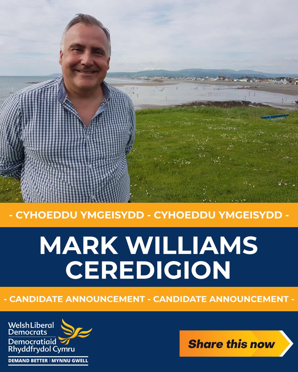 Welsh Liberal Democrats (@welshlibdems) on Twitter photo Llongyfarchiadau to <a href="/mark4ceredigion/">Mark Williams</a> who has been selected as the Welsh Liberal Democrats' parliamentary candidate for Ceredigion!
You can read more about Mark's selection here:
libdems.wales/news/article/m… Llongyfarchiadau to <a href="/mark4ceredigion/">Mark Williams</a> who has been selected as the Welsh Liberal Democrats' parliamentary candidate for Ceredigion!
You can read more about Mark's selection here:
libdems.wales/news/article/m…