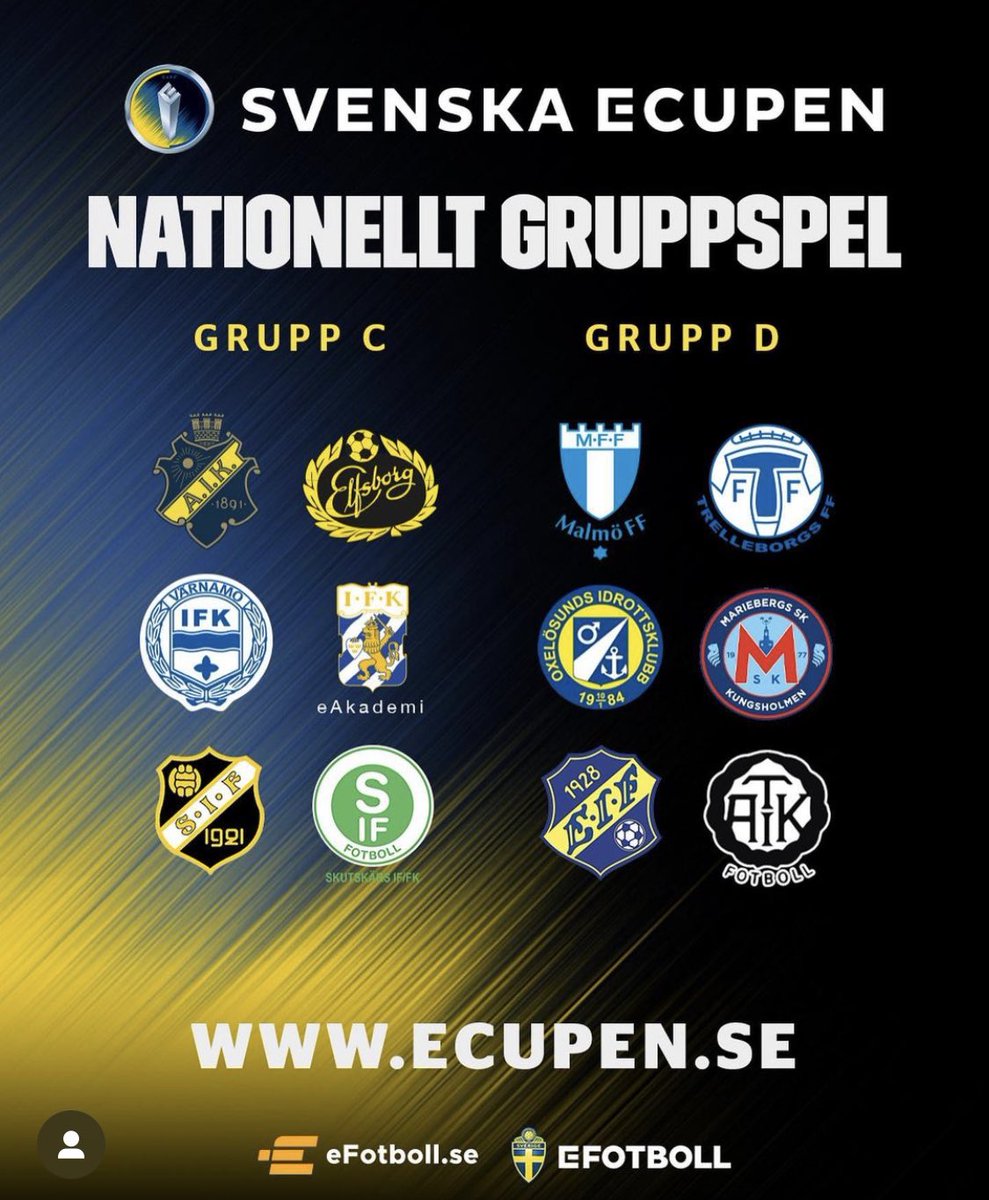 Dags för eCupen gruppspel! 

Söndag (14e maj) är det dags för både vårt A-lag och Akademi-lag att spela gruppspel i Svenska eCupen. Tufft motstånd väntar men spelarna är riktigt laddade! Vi kommer livesända matcherna på Twitch för de som vill följa resultaten live! 

Start: 11:00