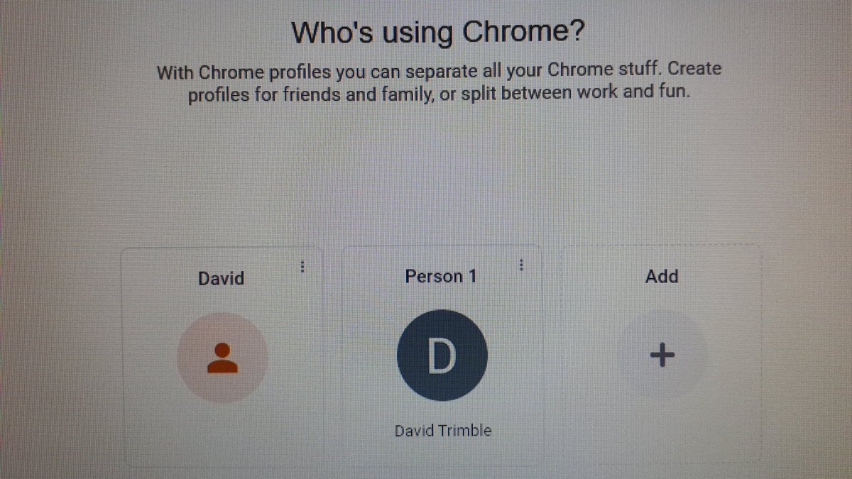 Dave_Trim's tweet photo. I'm having trouble understanding the Chrome profiles feature. https://t.co/4zaapS9JkL