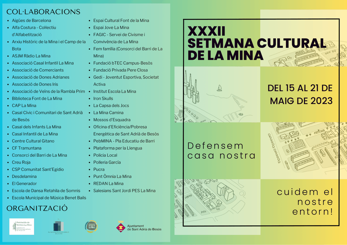 I per acabar la setmana...🥁🥁 Volem compartir amb vosaltres el programa de la Setmana Cultural de La Mina que comença aquest dilluns😎
Carregueu les piles aquest cap de setmana perquè trobareu moltes activitats per fer i gaudir! Us animem a totes a participar🥳