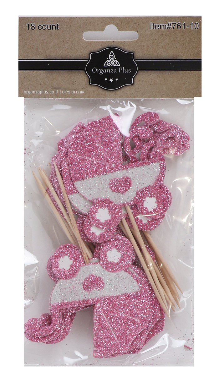 18 Pink BabyCarriage Toothpicks for Cake Decarotion ahuva.com/products/18-pi….