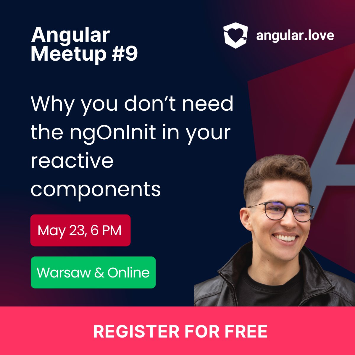 AngularLovePL's tweet image. Do you want to reduce redundant code, improve readability and increase maintainability of #Angular components? โญ
Join our #AngularMeetup and listen to @maciej_wwojcik 's talk!
On May 23 at 6pm, Warsaw or online via YouTube stream ๐ป
Register here: bit.ly/3pxGaSh โค๏ธโ๐ฅ
