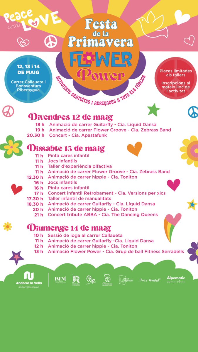turismeandorra's tweet photo. 🌺 Aquest sostre de flors el trobareu al carrer Callaueta, una de les zones peatonals amb més “flow” de @AndorraCapital 

Aquí, avui hi inaugurem la “La Festa de la Primavera” que durarà tot el cap de setmana. https://t.co/O8dTmnAxeq