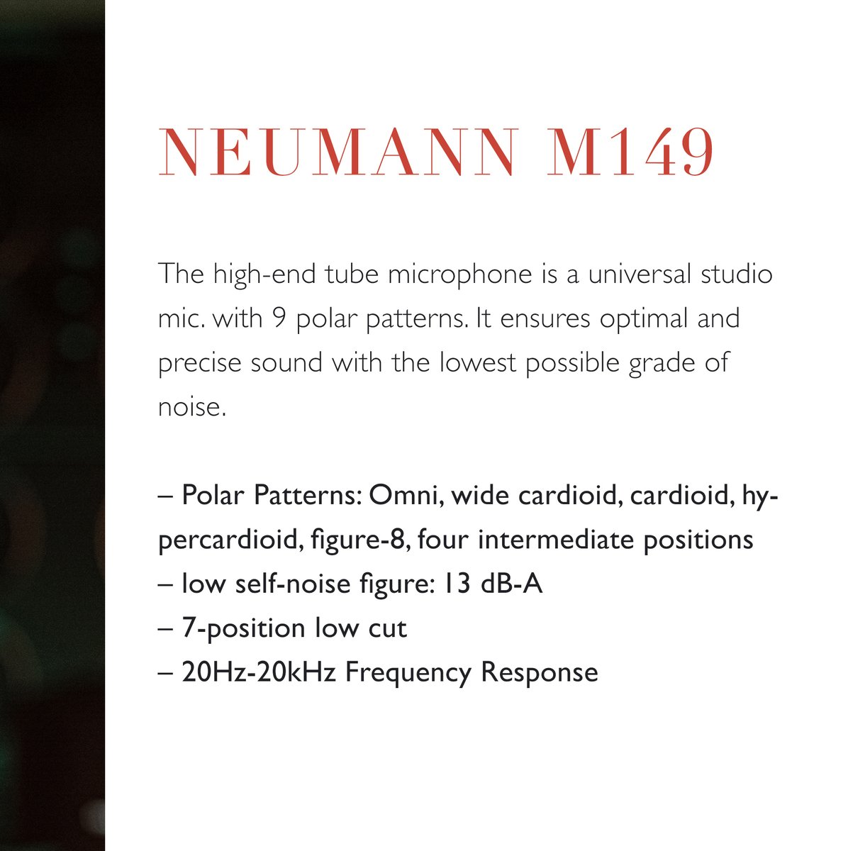 lpmestudios's tweet photo. Explore the pinnacle of audio excellence with industry-leading mics that redefine recording quality. 🎙️✨
#Microphone #Neumann #StudioRecording #AudioPerfection #AKGC12 #SonyC800G #Telefunken #TelefunkenELA #NeumannM149 #LPME #LPMEStudios https://t.co/BDnwSIIVvS