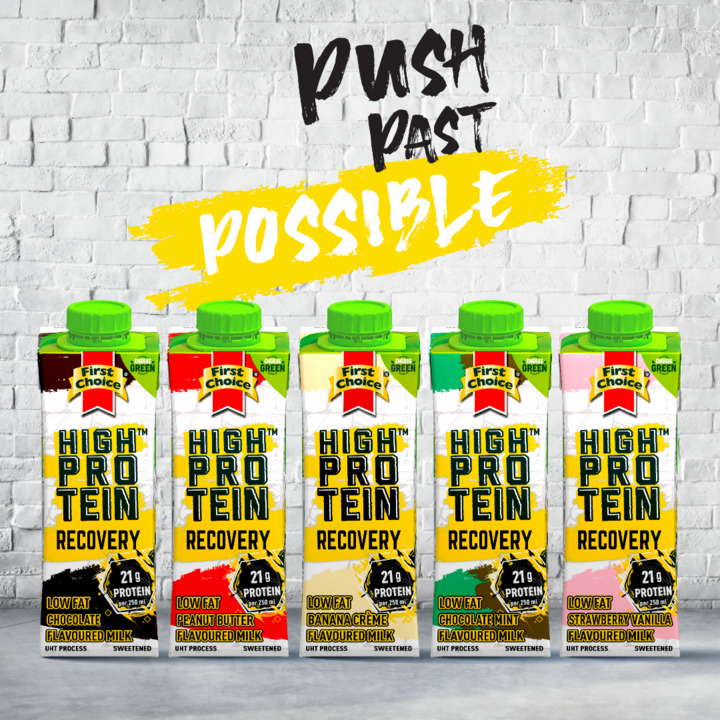 Keep your standards high and squats low with our 5 scrumptious #HPR flavours.* #PushPastPossible #RecoveryMilk

*Chocolate | *Peanut Butter | *Banana Crème | *Chocolate Mint| *Strawberry Vanilla