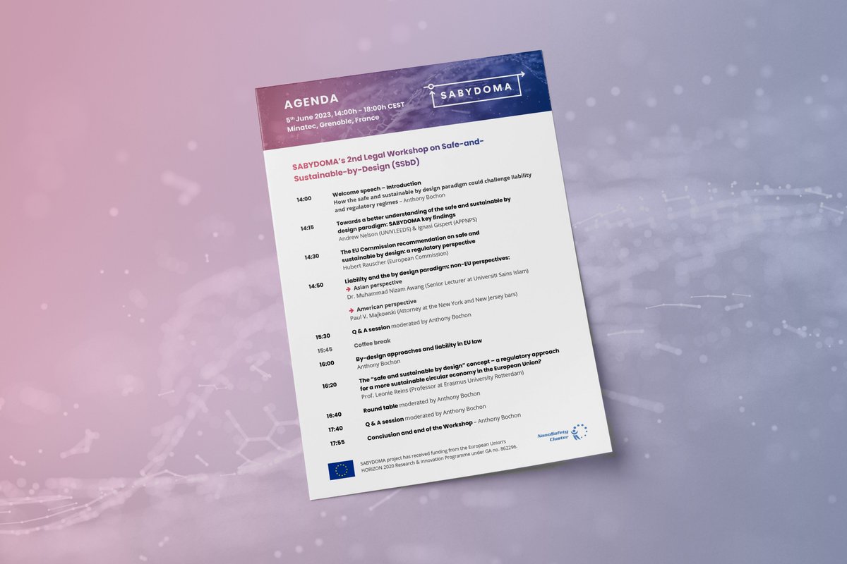 🗓️Registration is open for the SABYDOMA 2nd Legal Workshop on SSbD on 5 June in Grenoble / hybrid. 🇫🇷
➡️Register here: forms.gle/b6UQquZScYijg1…

📜Agenda and details about the workshop: sabydoma.eu/event/sabydoma…

#SSbD #bydesign #regulatorychallenges #liability