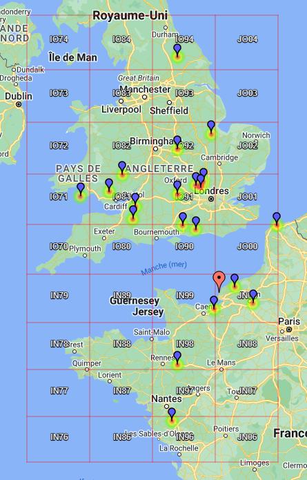 F1CBC's tweet photo. RSGB Contest QSO Map 50MHz UKAC for F1CBC 
#Hamr #HamRadio #UKAC #NAC #50Mhz #11May23 #PoorConditions #QSB #Noise #Rains 
https://t.co/ygh0V3bGTk https://t.co/EEoScKkRcB